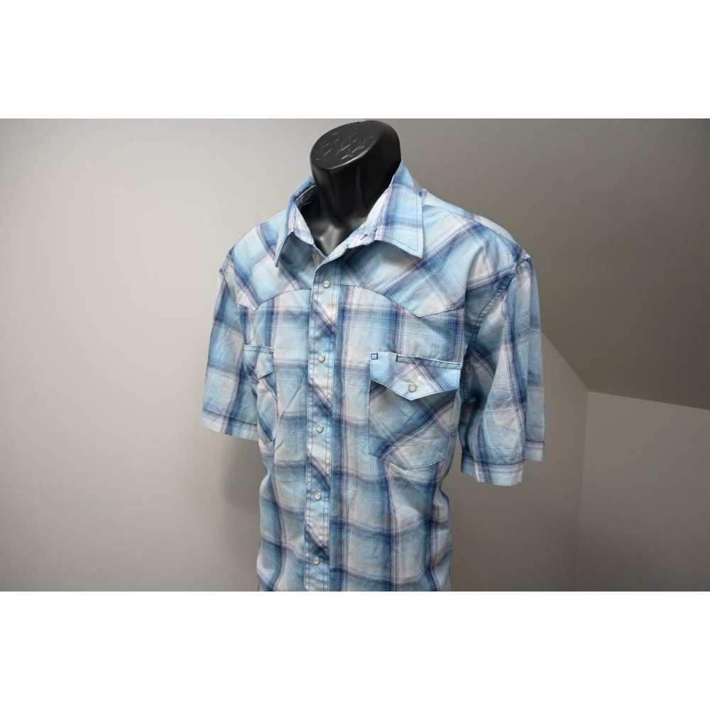 Wrangler Western Pearl Snaps Plaid Cowboy‎ Bull Riding Shirt Mens Sz 2XB 2XL Big